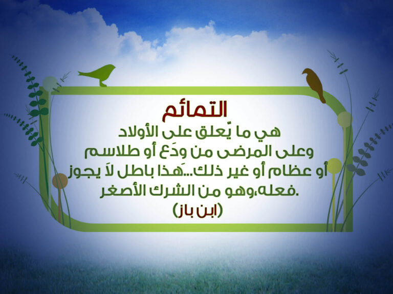 التمائم داخل إطار أخضر مع طيور
